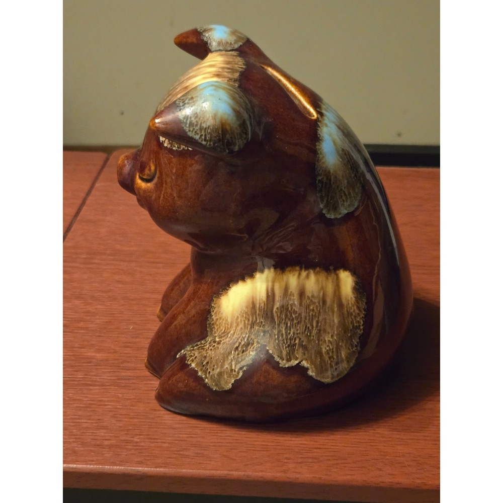 Vintage Hull Pottery Pig Piggy Bank Brown Drip Glaze USA 196 Ceramic Figurine - Picture 4 of 6